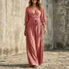 Vestido de Encaje con Cuello en V y Cinturón, Manga de Campana Tres Cuartos, Otoño 2026, Europeo y Americano, Vestido de Otoño para Mujer
