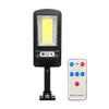 Nova luz de rua solar recarregável à prova d'água para exterior com indução de corpo humano, controle remoto, luz de parede COB, iluminação de pátio, LED