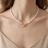 Estilo Francés Ins Moda Acero Inoxidable Cierre Ot Collar de Perlas de Agua Dulce Barrocas Pulsera Personalizada Transfronteriza Juego de Joyería
