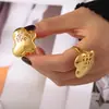 Estilo INS design borboleta flor oca treliça anel de aço inoxidável PVD banhado a ouro real 18K moda personalizada jóias de mão