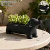 Maceta de perro salchicha negro de dibujos animados, planta suculenta, decoración de planta verde en maceta para sala de estar, balcón, oficina y escritorio