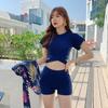 Traje de Baño Sexy Delgado Tres Piezas Dividido Estilo Coreano Vacaciones Aspecto Adelgazante Bikini para Mujer Traje de Baño para Aguas Termales Traje de Baño