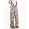 Pantalones Cargo de Paracaidista Rectos Acampanados Camuflaje Vintage Lavado Retro Americano Sueltos Casuales Largos Modernos