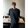 Camiseta para Hombre de Peso Pesado Estilo Americano con Cuello Pequeño y Hebilla Metálica, Marca Trendy Desconstruida de Manga Corta, Diseño de Nicho con un Toque de Alta Gama