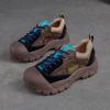 Zapatos de cordones de ante de cerdo de capa superior nuevos de otoño e invierno de Shanghai Jiejie, zapatos de mujer casuales retro feos y lindos de cabeza grande con combinación de colores