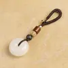 Ágata Calcedônia Fivela Segura Pingente de Jade Pingente para Chaveiro de Carro Presente Criativo Exquisito de Alto Padrão para Casais, Homens e Mulheres