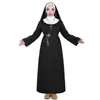 Fantasia de Freira de Halloween com Hijab Vestido para Fantasiar Cruz Missionária Nossa Senhora Babador COSPLAY Cosplay