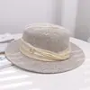 Sombrero Elegante de Paja Tejida Estilo Francés de Papel Nuevo para Mujer, Sombrero de Paja con Protección Solar para Vacaciones en la Playa de Verano