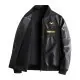 Jaqueta de Couro Nova Outono e Inverno 2024 com Bordado Pesado, Estampa de Cabeça Indiana, Gola Alta, Jaqueta Biker Americana Vintage