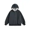 Sudadera con capucha de punto de contraste retro americano 455g para hombre, nueva colección Otoño e Invierno 2025, chaqueta pesada holgada con cremallera