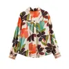 Estilo Europeo y Americano Transfronterizo Z Nueva Moda Elegante Ropa para Mujer al por Mayor Camisa de Satén de Seda con Estampado Floral 1165152