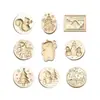 Serie Navideña en Relieve Sello de Laca de Fuego Cabeza de Cobre Empaque de Regalo Navideño Sobre Tarjeta de Felicitación Sello Tallado de Muñeco de Nieve Navideño