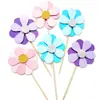 Rosa y azul tierno pequeño hermoso Super flor enchufe hermoso inserto para palillo de dientes diamante decoración de pastel accesorios bandera 6 piezas
