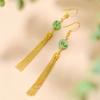 Brincos Novo 2025 de Gipsofila Imitação Jade, Brincos Banhados a Ouro Imitação, Joias de Brincos Femininos Modernos e Elegantes