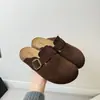 Mules slip-on estilo Birkenstock com sola retrô ultrassuave para mulheres, nova moda outono 2026, chinelos slip-on modernos, preguiçosos, com bico fechado