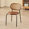Silla de Comedor Tejida de Ratán y Madera Maciza para Uso en el Hogar, Silla Vintage con Respaldo de Ratán, Silla de Ratán Simple Estilo Japonés para Restaurantes de Moda