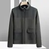 Nueva chaqueta de forro polar para hombre de otoño e invierno, chaqueta de hombre de moda con bloques de color y cuello alto, prenda exterior de forro polar