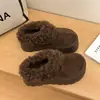 Pantuflas de algodón cálidas de invierno de cordero más 2026 pantuflas de piel para mujer sin cordones suela gruesa persona baja punta cerrada más terciopelo