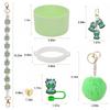 Juego de 7 tazas decorativas con tapa de paja, cadena de taza, llavero con colgante de bola de peluche, serie de dibujos animados