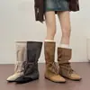 Botas Martin de cuero suave retro con punta fina, patchwork de cuero, cordones, para mujer, otoño 2026, con aumento interno de altura, adecuadas para todos los tamaños de pierna, botas de moda