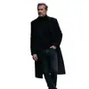 Casaco de lã masculino de comprimento médio, casaco de lã estilo terno de negócios para outono e inverno, modelagem solta, trench coat até o joelho, disponível em várias cores e em estoque