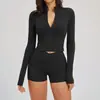 Traje Deportivo de Primavera Transfronterizo Europeo y Americano, Traje Casual de Moda con Cremallera de Sensación Desnuda, Traje Deportivo para Fitness y Running 2539