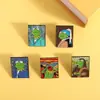 Broche original vintage pintura al óleo rana obra maestra rana kermit versátil animal ropa mochila insignia metálica
