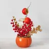 Decoración Artificial de Fruta de la Fortuna para Inauguración de Casa, Año Nuevo, Habitación de Boda, Cubo de la Fortuna, Adorno de Caqui, Arreglo de Caqui