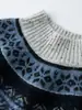 Suéter de cashmere jacquard Fair Isle para mulheres, estiloso e moderno, com mangas raglã, camada base de tricô de cashmere