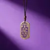 Directo de Fábrica Latón Vintage Tarjeta de Mantra de Nueve Caracteres Lluvia Gradual Oreja Vermilion Colgante de Seguridad Personal Adornos Creativos Culturales Taoístas