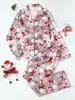 Nuevos pijamas de Halloween para mujer, con mangas largas, diseño de cuello y un lindo estampado de fantasmas, perfectos para estar en casa.