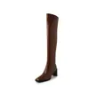 Botas por encima de la rodilla para mujer tacón alto otoño e invierno 2023 Nueva Moda punta cuadrada tacón grueso botas de caña alta Botas de jinete botas altas para chica popular
