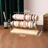 Soporte de Exhibición de Pulseras de Tres Niveles Color Dorado de Alta Venta Transfronteriza en Stock, Estante de Almacenamiento para Pulseras de Cristal, Gomas para el Cabello, Cuerdas para el Cabello