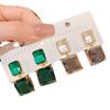 Aretes Cuadrados de Cristal Transparente de Lujo Ligero de Alta Gama para Mujer Retro 18K Dorados Elegantes Exagerados Edición Grande Aretes Aretes