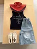 Chaleco sin mangas transpirable fresco con estampado de letras estilo coreano para niños, camiseta base versátil casual de verano para niños y niñas