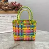 Bolsa Tejida a Mano de Gatito Gran Capacidad Cesta de Verduras DIY Bolsa de Playa Bolso de Recuerdo Bolsa de Regalo Navideño Bolsa