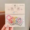 Acessórios Coreanos para Crianças: Elásticos de Cabelo Prateados com Laço, Anéis de Polegar com Pérolas, Cordas de Cabelo Trançadas, Elásticos de Cabelo para Bebê