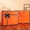 Caja de regalo con lazo, caja de regalo para acompañar las fiestas, caja de regalo de perfume, embalaje naranja, cubierta de espacio grande, caja vacía