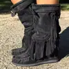 2020 Nuevas Botas Casuales de Tacón Bajo para Mujer Borla 40-43 Talla Grande ebay Comercio Exterior Botas para Mujer botas