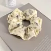 Goma para el pelo bonita de color crema estilo coreano con estampado floral para mujer, Cinta para coleta versátil de alta gama, Banda para el pelo atmosférica