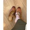 Sandalias Mocasín Elegantes de Tacón Grueso con Trenzado Hueco Estilo Francés para Mujer