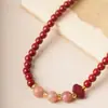 Pulsera de Doble Círculo Imitación Cinabrio Estilo Nuevo para Mujer, Versátil para el Año de Nacimiento, Adecuada para Hombres y Mujeres, Regalo de Alta Gama para Mamá, Al por Mayor