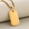 Pendente de Placa Militar de Aço Inoxidável Mais Vendido Transfronteiriço Marca Moderna Masculina Colar de Placa de Cachorro Liso Aço Titânio Personalizável Gravação Galvanoplastia Geométrico
