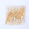 Suministro exclusivo transfronterizo de palillos de fruta de perla blanca para decoración de fiesta, bar, plato de frutas, aperitivo, palillos de cóctel de perla rosa