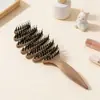 Cepillo para el Cabello de Cerda de Jabalí con Piña de Pino Cabello Esponjoso Cabeza de Masaje Superior Cabello Liso Peine de Costilla Peine de Red Social Señoras