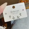 Pendientes de Plata de Ley S925 Set de Tres Pares en una Tarjeta para Mujeres para Dormir Sin Quitarse Pendientes de Conejo Mariposa Pendientes Simples para Estudiantes