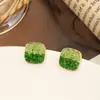 Brincos de borboleta de cristal verde com laço de mola, pino de prata 925, brincos degradê de gelo quebrado, brincos pop de nicho