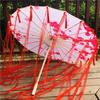 Sombrilla de Papel de Seda Estampada Estilo Chino Hanfu Accesorios para Mujer Cinta Borla Disfraz Antiguo Accesorios para Fotos Estilo Nacional Sombrilla Popular