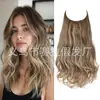 Cabelo Longo Cacheado Ondulado com Linha Transparente, Fábrica de Origem, Peruca Estilo Europeu e Americano, Estilo Linha de Pesca com Presilhas