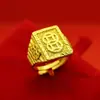 Anel Masculino Dourado Imitando Areia Espessado para Trazer Riqueza e Fortuna para Anel de Homens Idosos Joias E-Commerce Transmissão Ao Vivo Fornecimento Atacado